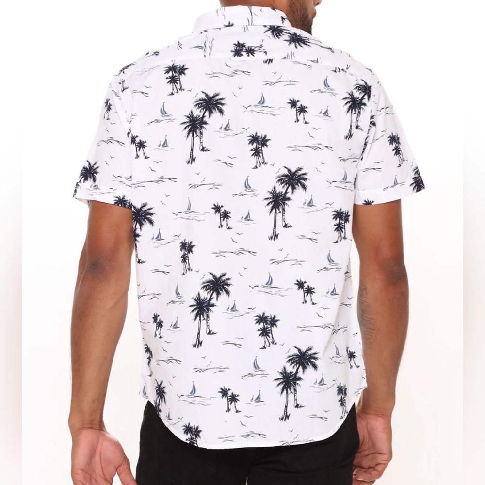 California Short Sleeve Woven Top White/Combo - Picture 3 of 5